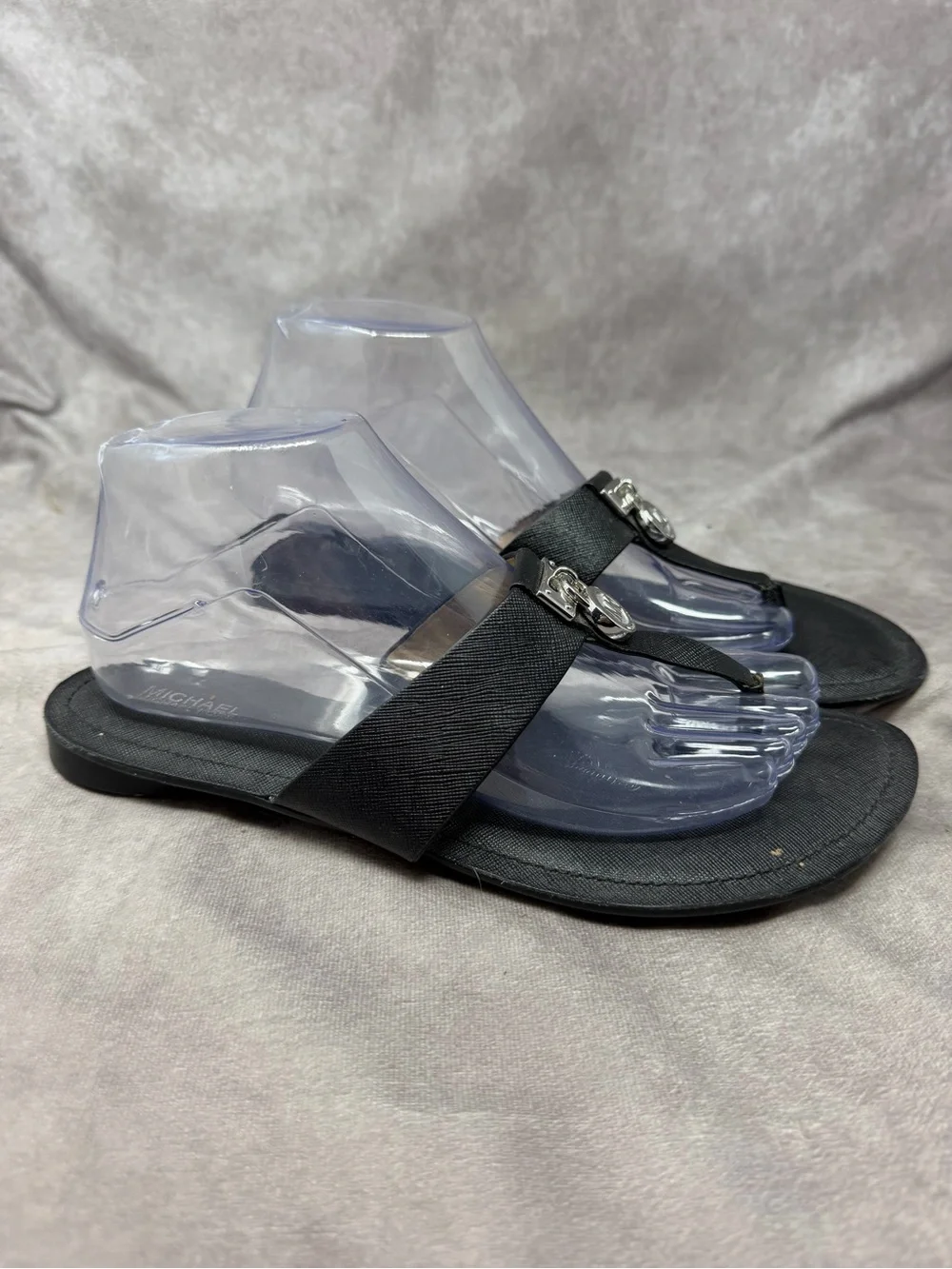 Michael Kors Black MK Logo Thong Sandals
